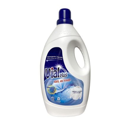 Vialplus Gel Activo Detergente Líquido Detergente líquido antimanchas para ropa blanca y de color 42 lavados 3000 ml