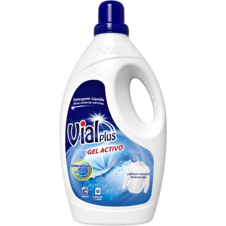 Vialplus Gel Activo Detergente Líquido Detergente líquido antimanchas para ropa blanca y de color 50 lavados 3000 ml