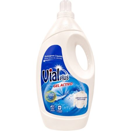 Vialplus Gel Activo Detergente Líquido Detergente líquido antimanchas para ropa blanca y de color 50 lavados 3000 ml