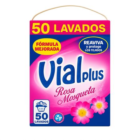 Vialplus Rosa Mosqueta Detergente Detergente en polvo reaviva y protege los colores 50 lavados 2520 gr