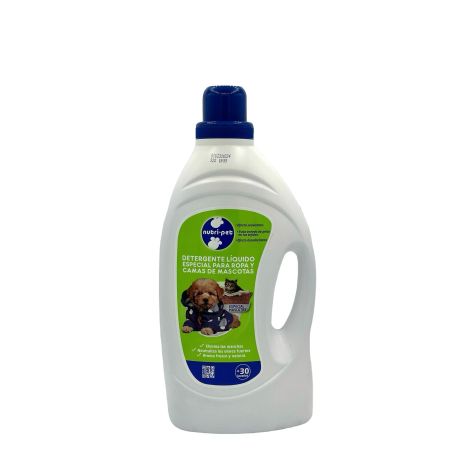Nutri-Pet Detergente Líquido Especial Para Ropa Y Camas De Mascotas Detergente líquido elimina manchas y neutraliza con aroma fresco 30 lavados 1900 ml