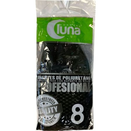 Luna Guantes De Poliuretano Talla 8 Guantes sin costuras con recubrimiento ergonómico en la palma y puños elásticos