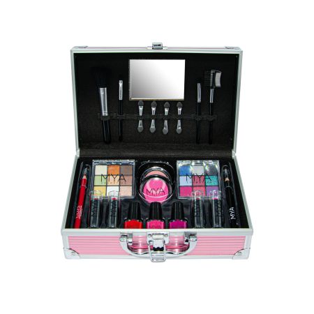 Mya Travel Travel Metalic Pink Maletín Maletín de maquillaje profesional con una moderna e irresistible selección de colores
