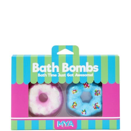 Mya Travel Bath Bombs Donut Bombas de baño relajantes para una piel más hidratada luminosa y perfumada 2 uds