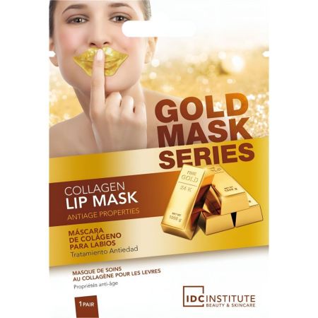 Idc Institute Gold Mask Series Máscara De Colágeno Para Labios Mascarilla labial antiedad para acabado suave y terso