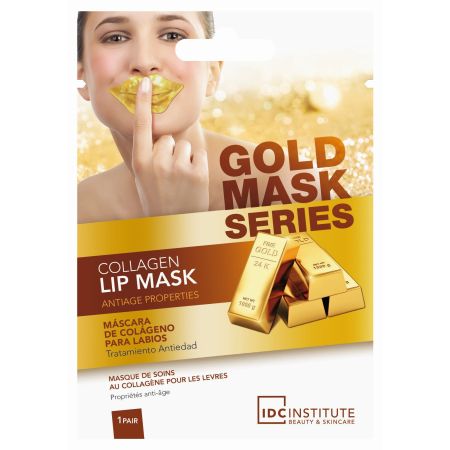 Idc Institute Gold Mask Series Máscara De Colágeno Para Labios Mascarilla labial antiedad para acabado suave y terso