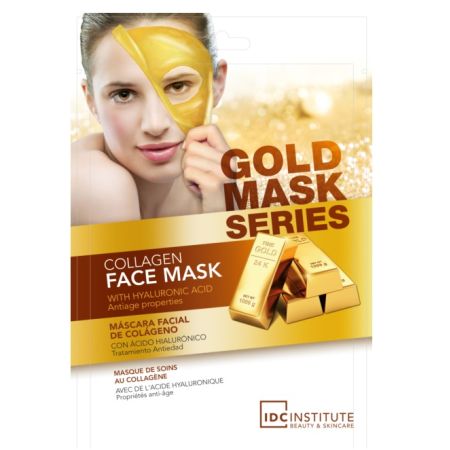 Idc Institute Gold Mask Series Máscara Facial De Colágeno Mascarilla facial antiedad piel revitalizada con ácido hialurónico