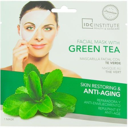 Idc Institute Mascarilla Facial Mask With Green Tea Mascarilla facial reparadora antienvejecimiento para brillo saludable