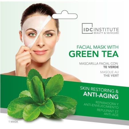 Idc Institute Mascarilla Facial Mask With Green Tea Mascarilla facial reparadora antienvejecimiento para brillo saludable