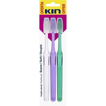 Kin Suave Cepillo Dental Oferta Cepillo de dientes con cabezal pequeño permite llegar con facilidad a cualquier espacio 3 uds