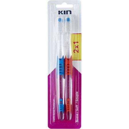 Kin Suave Cepillo Dental Duplo Formato Especial Cepillo de dientes con cabezal pequeño permite llegar con facilidad a cualquier espacio 2 uds
