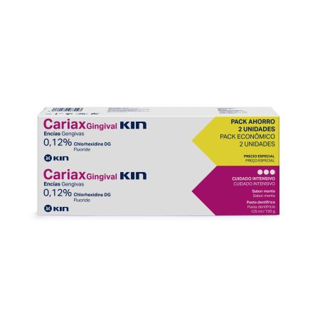 Kin Cariax Gingival Pasta Dentífrica Duplo Pack Ahorro Pasta de dientes cuidado intensivo de las encías delicadas y control de placa dental 2x125 ml