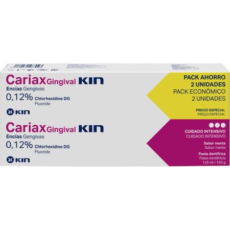 Kin Cariax Gingival Pasta Dentífrica Duplo Pack Ahorro Pasta de dientes cuidado intensivo de las encías delicadas y control de placa dental 2x125 ml