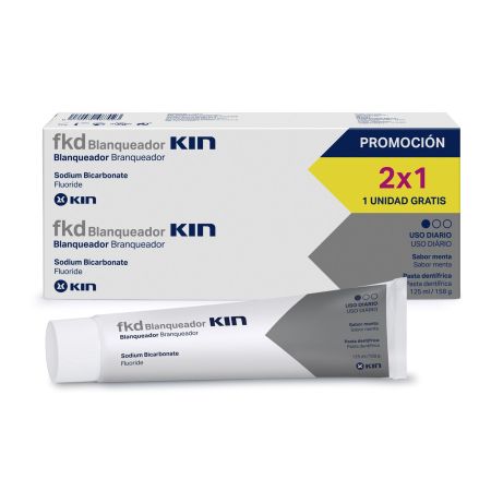 Kin Fkd Blanqueador Pasta Dentífrica Duplo Formato Especial Pasta de dientes blanqueadora elimina manchas sin dañar el esmalte sabor menta 2x125 ml