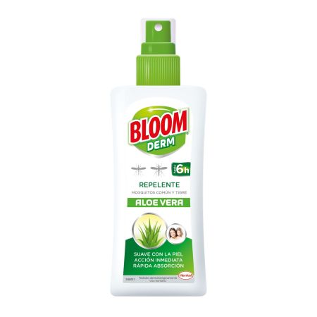 Bloom Derm Repelente Aloe Vera Repelente de mosquitos común y tigre absorción rápida y acción inmediata 100 ml