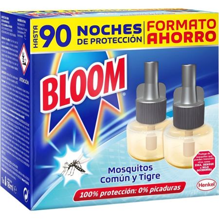 Bloom Mosquitos Común Y Tigre Recambio Duplo Formato Ahorro Insecticida eléctrico evita picaduras 100% de protección  2 uds