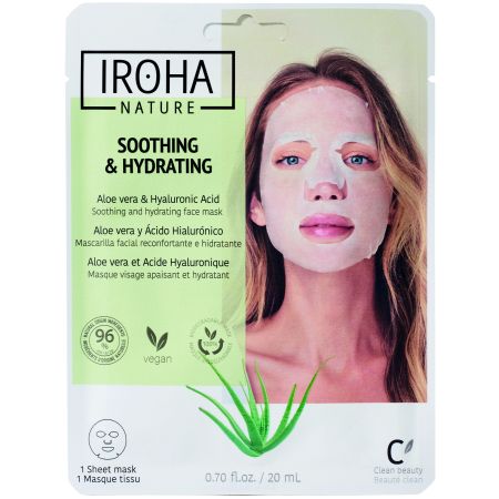 Iroha Nature Soothing & Hydrating Mascarilla Facial Mascarilla facial vegana hidratación y renovación al instante con aloe vera y ácido hialurónico