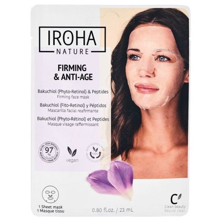 Iroha Nature Firming & Anti-Age Mascarilla Facial Reafirmante Mascarilla facial vegana reafirmante y antiedad para rostro y cuello con bakuchiol y péptidos
