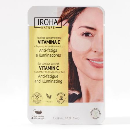 Iroha Nature Vitamina C Parches Contorno Ojos Parche para el contorno de ojos vegano antifatiga e iluminador con vitamina c 2 uds