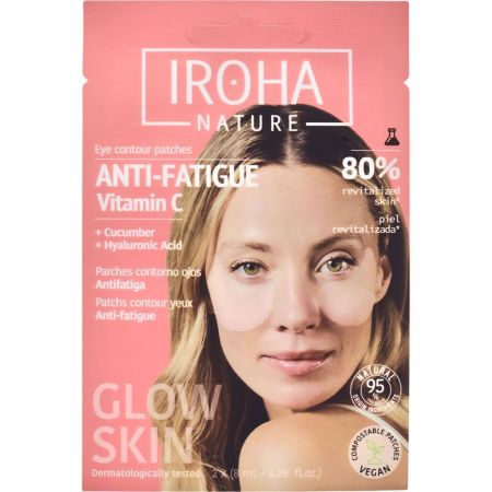 Iroha Nature Glow Skin Anti-Fatigue Vitamin C Parches Contorno Ojos Parches veganos para el contorno de ojos antifatiga e iluminadores con vitamina c 2 uds