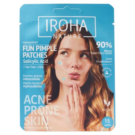 Iroha Nature Fun Pimple Patches Parches eliminan protegen cicatrizan los granos y absorben el exceso de sebo y grasa 15 uds