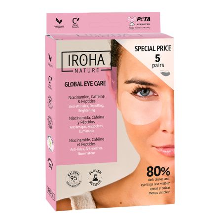 Iroha Nature Parche Global Eye Care Tratamiento antiedad combate arrugas líneas de expresión pérdida de firmeza y elasticidad 5 uds