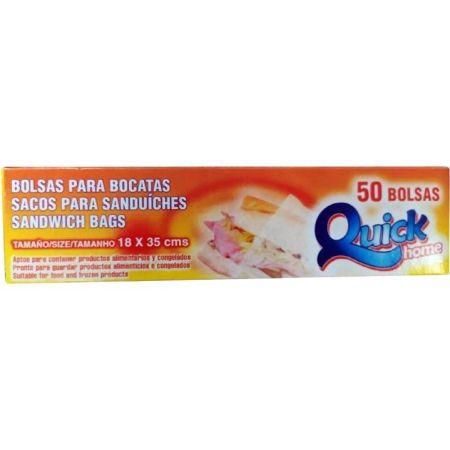 Quick Bolsas Para Bocatas Bolsas para bocadillos ofrecen protección para tus alimentos 18x35 cm 50 uds