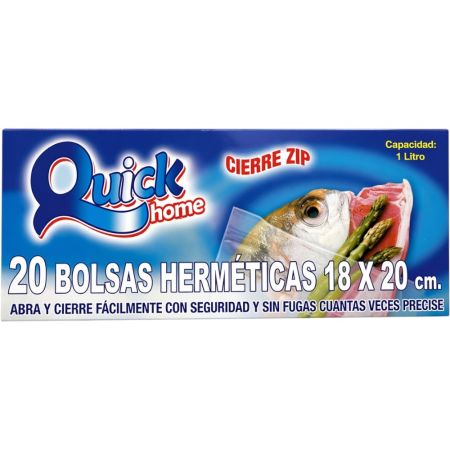 Quick Bolsas Herméticas Cierre Zip Bolsas de congelación con cierre especial hasta 40ºc bajo cero 15x25 cm 20 uds