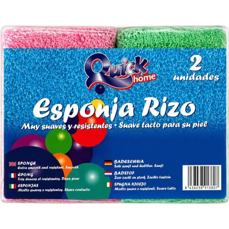 Quick Esponja Rizo Esponja de baño muy suave y resistente adecuada para toda la familia 2 uds