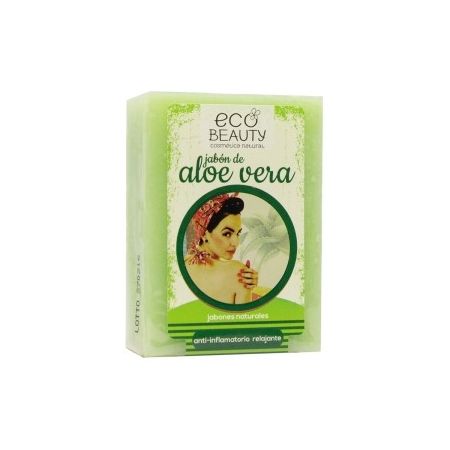 Ecobeauty Jabón De Aloe Vera Jabón en pastilla natural con propiedades antiinflamatorias y relajante para piel enrojecida y agrietada