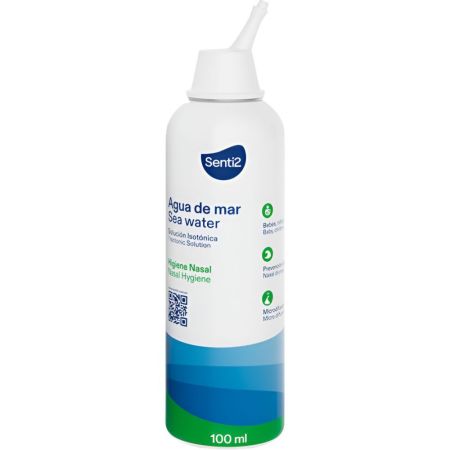 Senti2 Agua De Mar Solución Isotónica Spray nasal previene la obstrucción de la mucosa nasal evitando virus bacterias polvo o alérgenos 100 ml