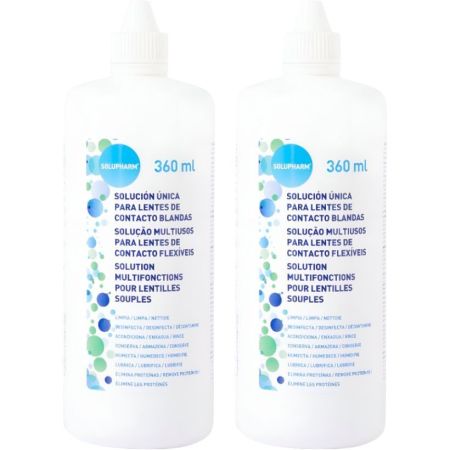 Solupharm Solución Única Para Lentes De Contacto Blandas Duplo Solución rejuvenece las lentes de contacto 2x360 ml