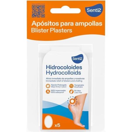 Senti2 Hidrocoloides Apósitos Para Ampollas Apósitos hidrocolóides 100% transpirables e impermeables ofrecen alivio de dolor instantáneo y fijación prolongada 5 uds