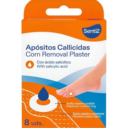Senti2 Apósitos Callicidas Apósitos callicidas eliminan de manera eficaz y segura los callos de los pies con ácido salicílico 8 uds