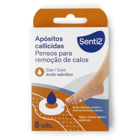 Senti2 Apósitos Callicidas Apósitos callicidas con ácido salicílico eliminan de manera eficaz y segura los callos de los pies 8 uds