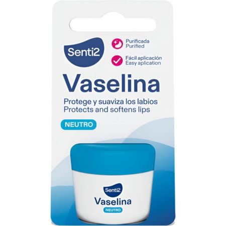 Senti2 Vaselina Neutro Vaselina de uso diario protege y suaviza favoreciendo la recuperación de labios secos y dañados 20 ml