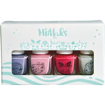 Mia Cosmetics Kids Blue Esmalte De Uñas Estuche Set de esmaltes de uñas infantiles multicolores su fórmula a base agua es respetuosa y se retira fácilmente con agua y jabón