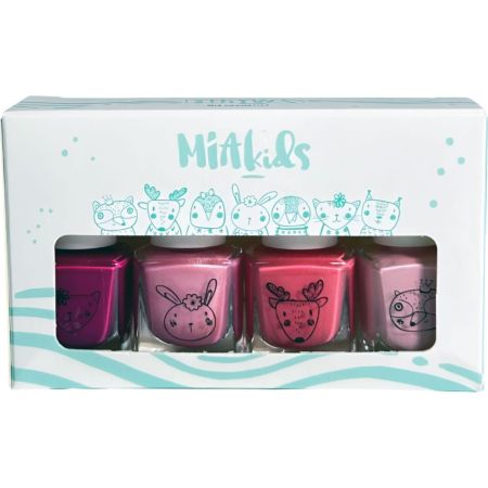 Mia Cosmetics Kids Pink Esmalte De Uñas Estuche Set de esmaltes de uñas infantiles multicolores su fórmula a base agua es respetuosa y se retira fácilmente con agua y jabón