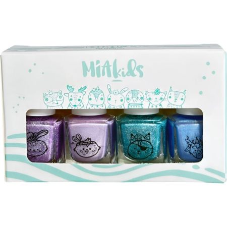 Mia Cosmetics Kids 01 Esmalte De Uñas Estuche Set de esmaltes de uñas infantiles multicolores su fórmula a base agua es respetuosa y se retira fácilmente con agua y jabón