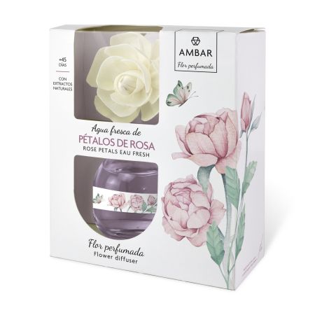 Ambar Agua Fresca De Pétalos De Rosa Flor Perfumada Flor perfumada para hogar con una floral y delicada fragancia 60 ml