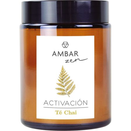 Ambar Vela Zen Té Chai Vela de cera vegetal y soja +40 días de duración 125 gr
