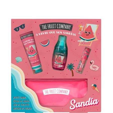 The Fruit Company A Vivir Que Son Sandías Estuche + Neceser Regalo Set veraniego hidratante para manos y labios ofrece una fragancia atrevida y adictiva