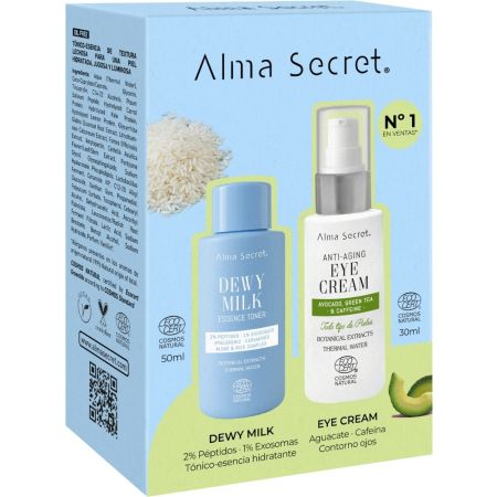 Alma Secret Anti-Aging Eye Cream Estuche Contorno de ojos vegano antiedad con aguacate té verde y cafeína 30 ml