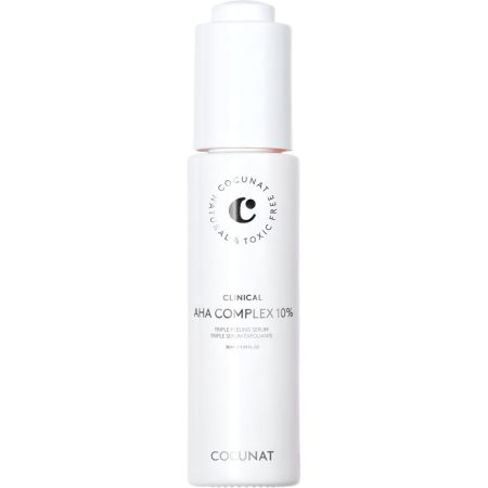 Cocunat Clinical Aha Complex 10% Triple Serum Exfoliante Exfoliante facial de noche elimina células muertas aclara manchas y suaviza arrugas para piel más joven 30 ml
