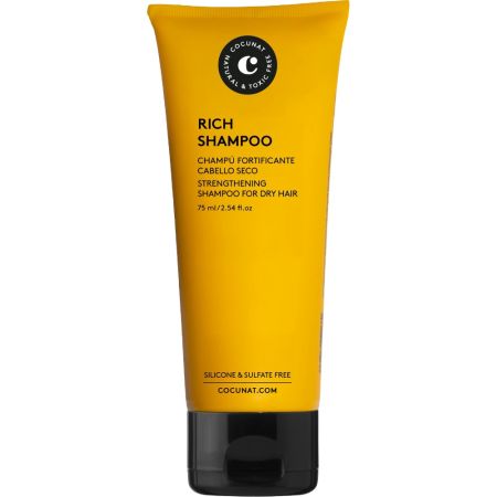 Cocunat Rich Champú Fortificante Cabello Seco Champú fortificante disminuye el riesgo de rotura para cabello seco rizado dañado o teñido 75 ml