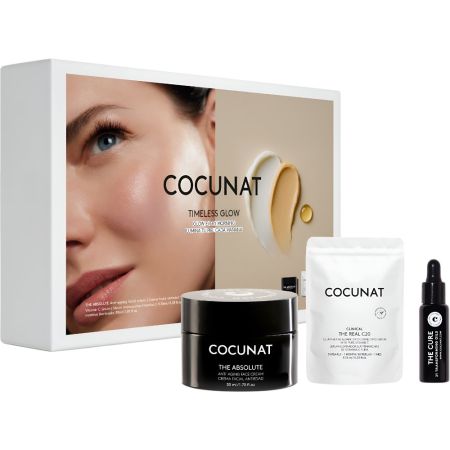 Cocunat Timeless Glow Estuche Tratamiento facial ayudar a mejorar la apariencia de arrugas y manchas iluminando tu piel por completo
