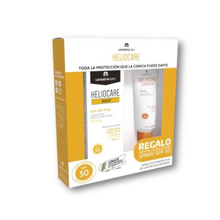 Heliocare 360º Gel Oil-Free Protector+Advanced Spray Protector Spf 50 Pack regalo para proteger tu piel con acabado mate luminoso y radiante