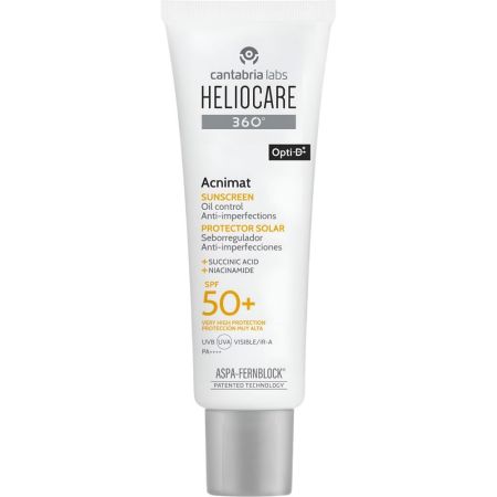 Heliocare 360º Acnimat Protector Solar Spf 50+ Protector solar facial de textura ligera antiimperfecciones y sobrerregulador para piel matificada 12 horas 50 ml