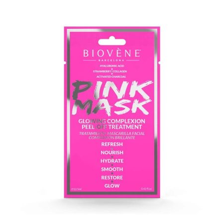 Biovène Pink Mask Glowing Complexion Peel-Off Treatment Mascarilla facial tratamiento exfoliante y nutritivo con carbón activo
