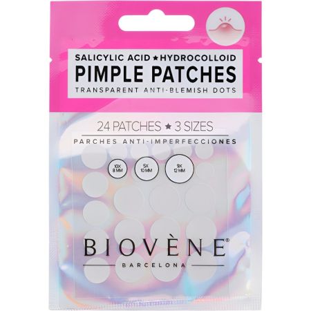 Biovène Transparent Anti-Blemish Dots Pimple Patches Parches para granos invisibles controlan los brotes tratando y protegiendo con ácido salicílico 24 uds